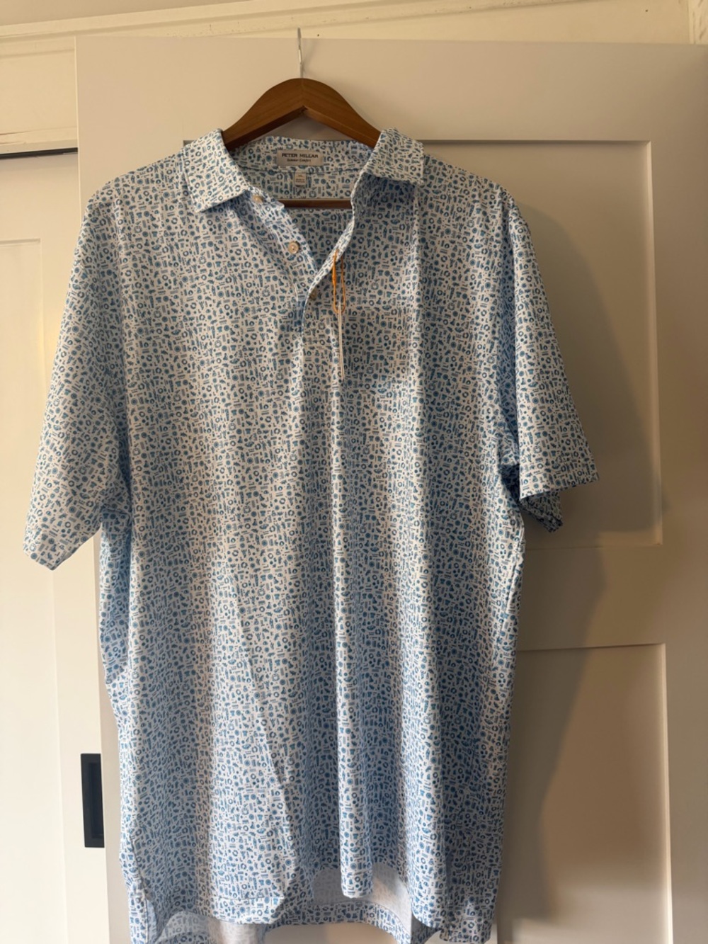 Peter Millar Light Blue Microprint Polo